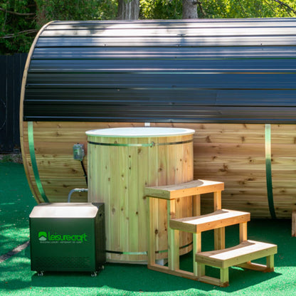 The Baltic Cold Plunge Tub by Leisurecraft – Canadian-Made Cedar Barrel, HDPE Liner, 132-Gallon Capacity