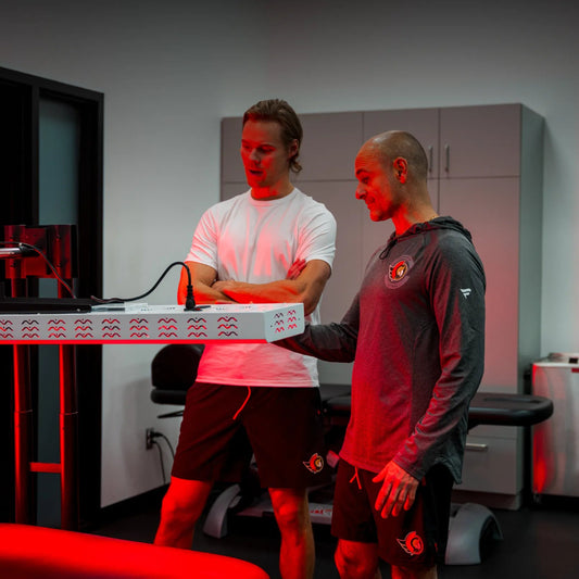 Kala Red Light Elite Duo Panel in a full-body red light therapy setup