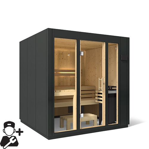 Kohler C1 Indoor Sauna Kit, Graphite Grey, Up to 5 Persons