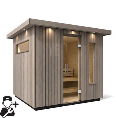 KOHLER C2 Outdoor Sauna Kit | Weathered Grey Spruce | Up to 6 Persons