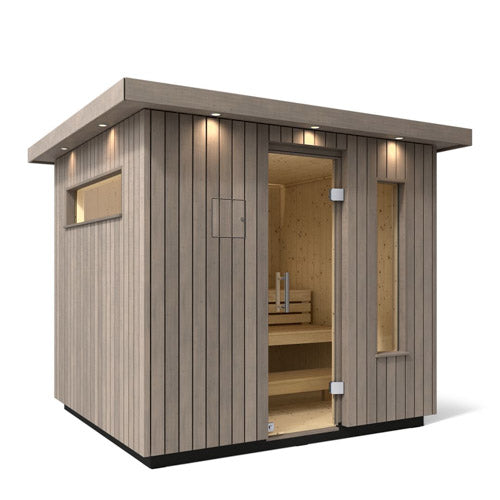 KOHLER C2 Outdoor Sauna Kit | Weathered Grey Spruce | Up to 6 Persons