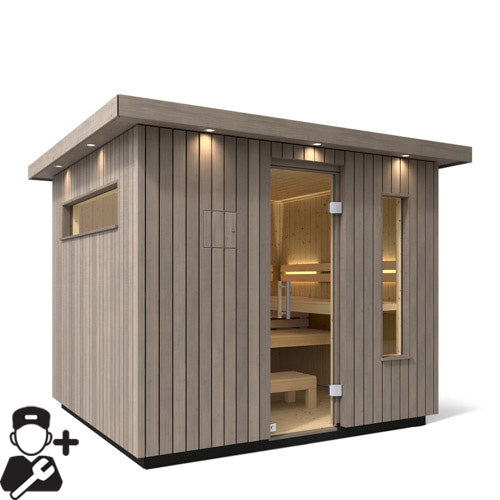 KOHLER C2 Outdoor Sauna Kit | Weathered Grey Spruce | Up to 6 Persons