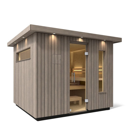 KOHLER C2 Outdoor Sauna Kit | Weathered Grey Spruce | Up to 6 Persons
