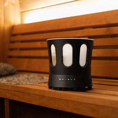 SaunaLife Zone Bluetooth sauna bucket on sauna bench