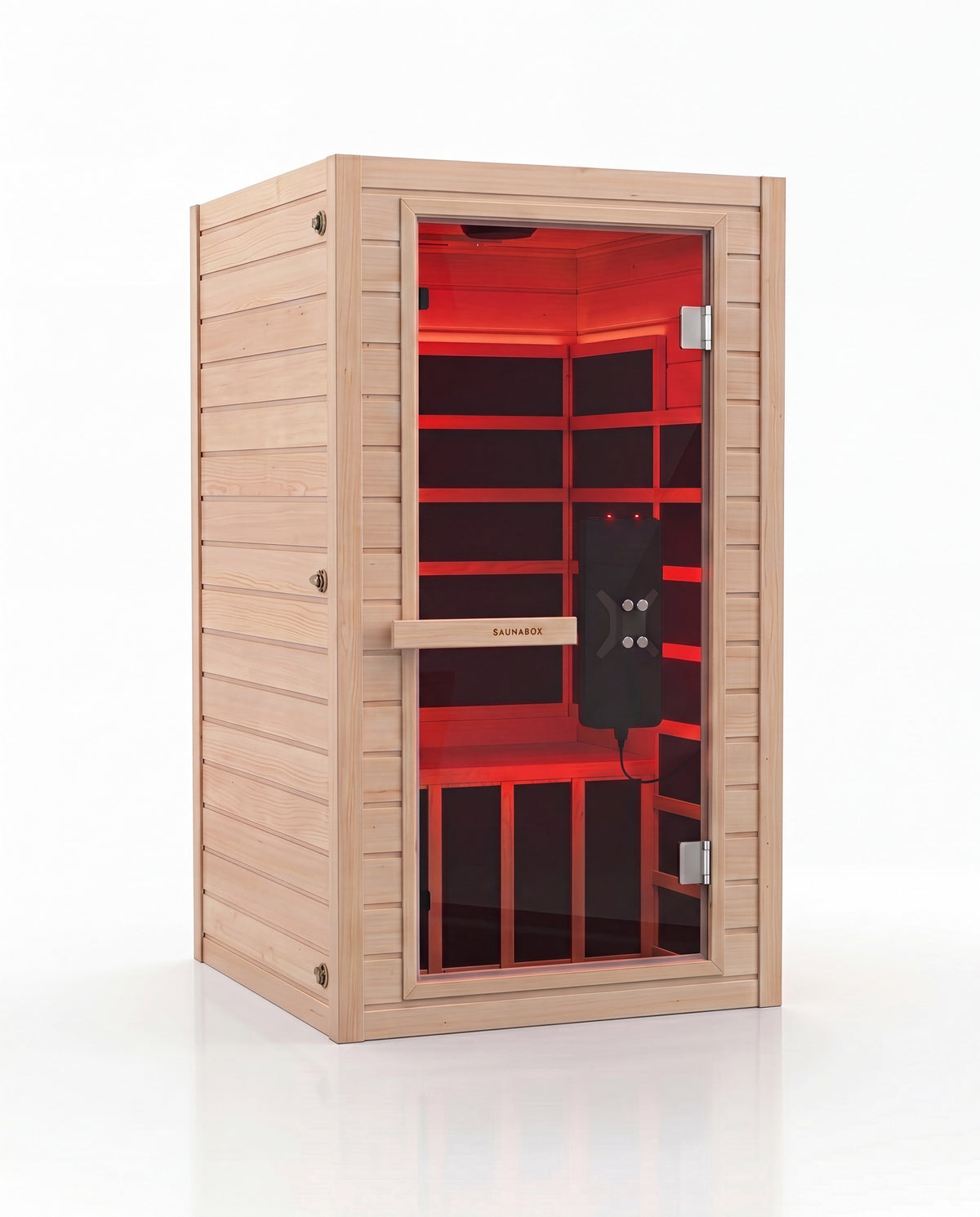 SaunaBox Solara 1-Person infrared sauna in Natural finish